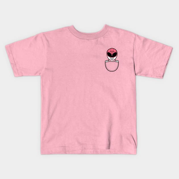 Pink Ranger In The Pocket Kids T-Shirt by liora natalia